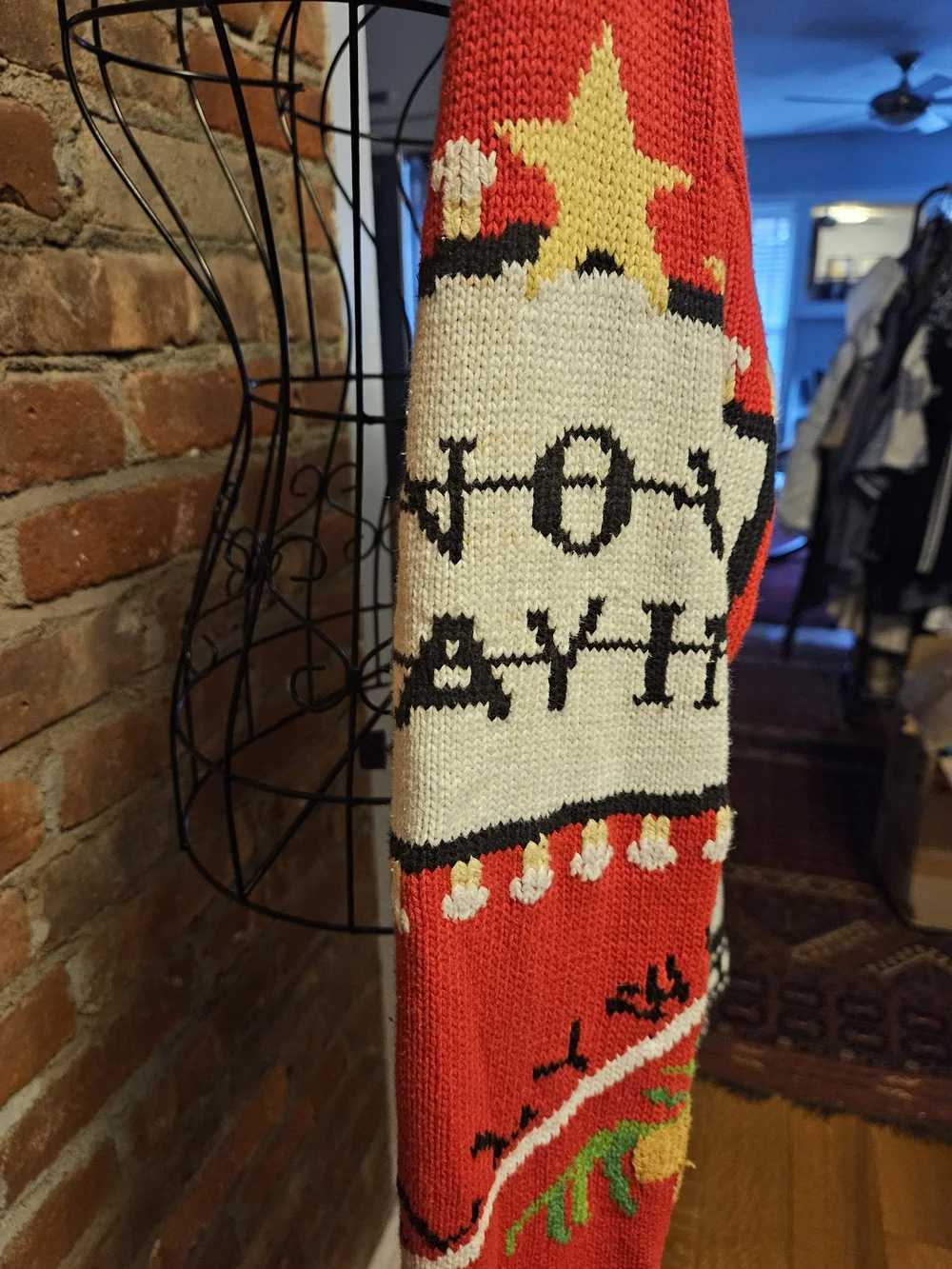 Oscar Themed Red and Black Novelty Knit Sweater Cardigan